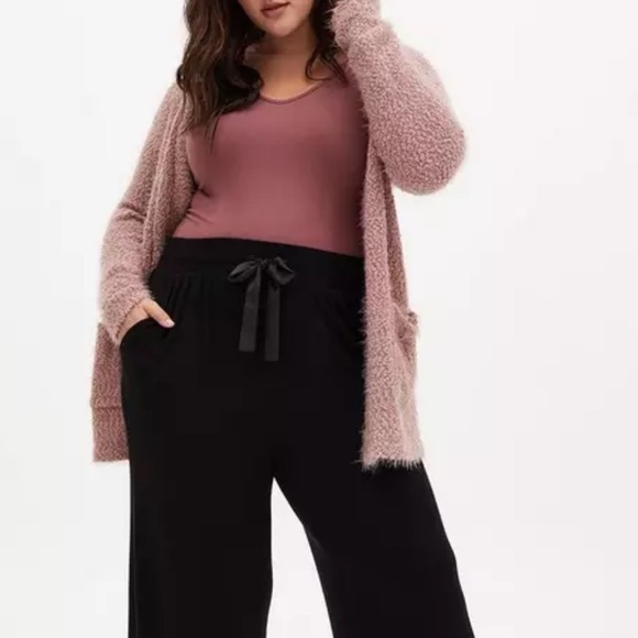 Torrid Fuzzy Yarn Cardigan Open Front Sweater Dusty Pink 4X - Picture 2 of 9